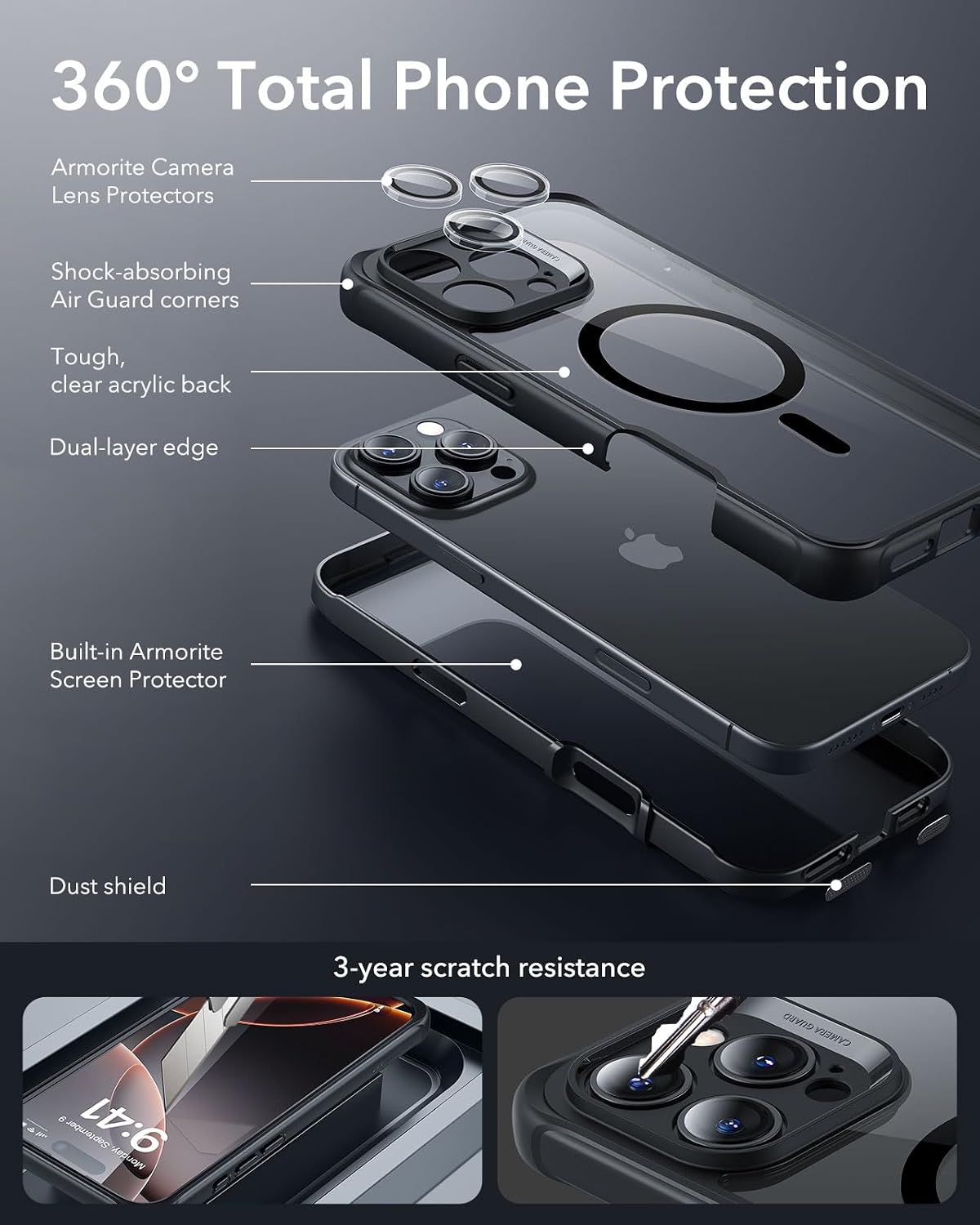 Detalle de ESR iPhone 16 Pro Armor Case with MagSafe 9H+