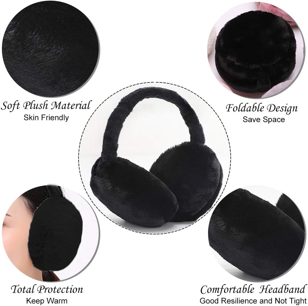 Detalle de SEDEX Ear Muffs Women & Girls: Fluffy Foldable Thermal Ear Warmers for Winter