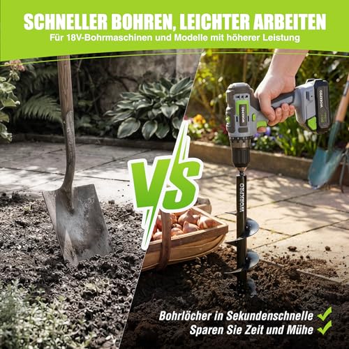 Thumbnail 6 de WORKPRO Erdlochbohrer-Set 2 Stück (8x30 cm + 4x22 cm) für Bohrmaschinen ab 10 mm