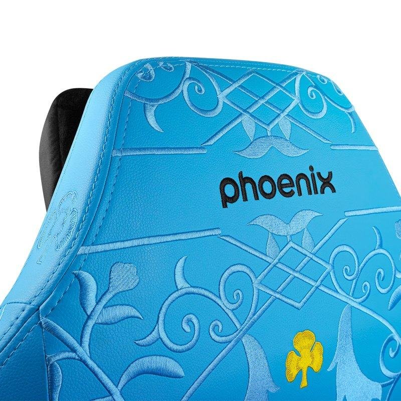 Detalle de Silla gaming Phoenix Monarch Noelle XL cuero PU y terciopelo edición limitada