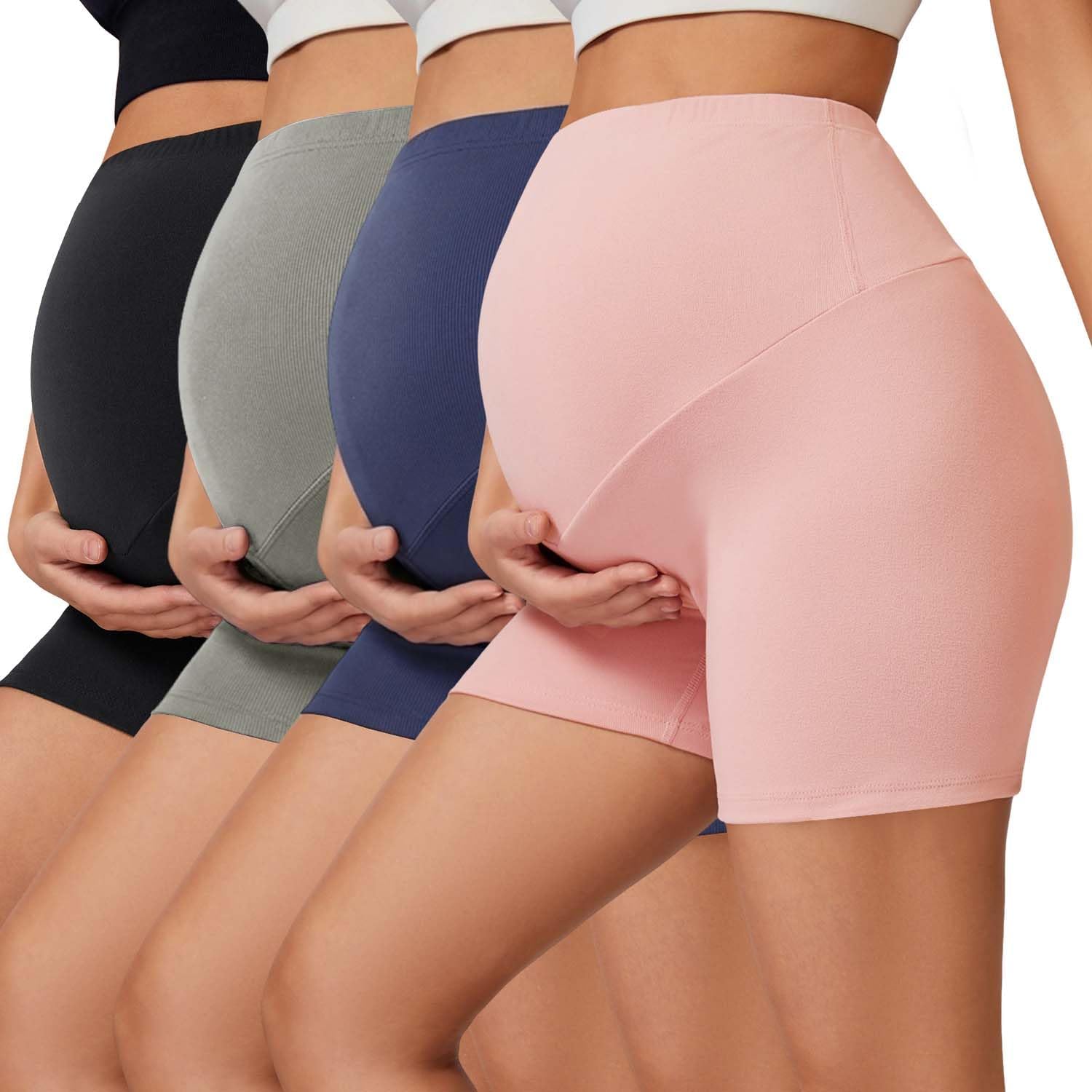 Thumbnail 6 de Mexholin 4 Pack Women’s Maternity Biker Shorts (Over-Bump, High Waisted) for Yoga, Running & Workouts