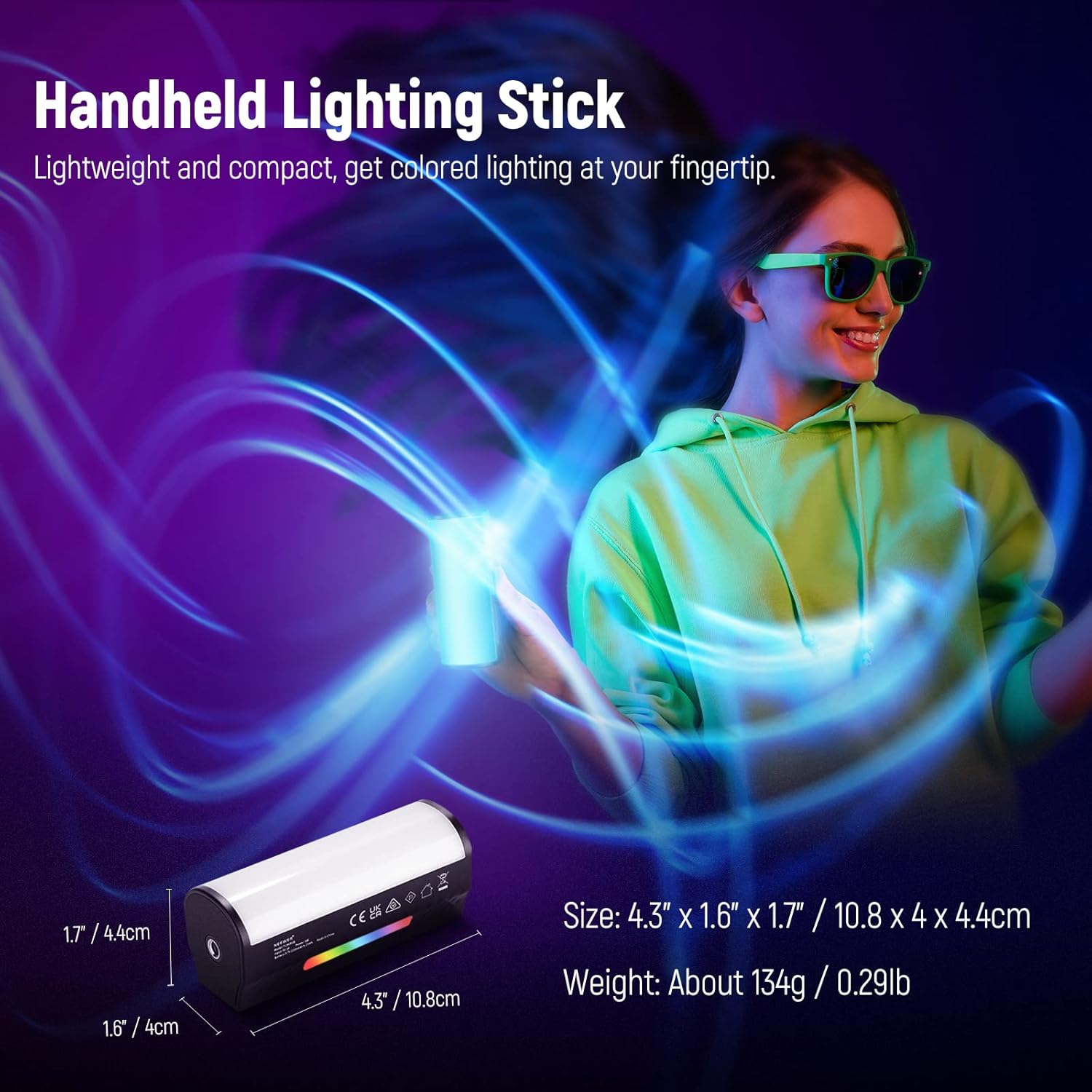 Thumbnail 2 de NEEWER TL96RGB : bâton lumineux LED RGB magnétique rechargeable pour vidéo et vlogs