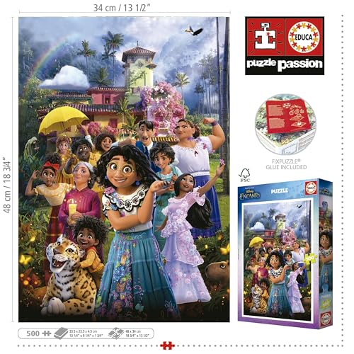 Detalle 1 de Educa Puzzle Disney Encanto de 500 Piezas 🧩 Incluye Pegamento, 34x48 cm
