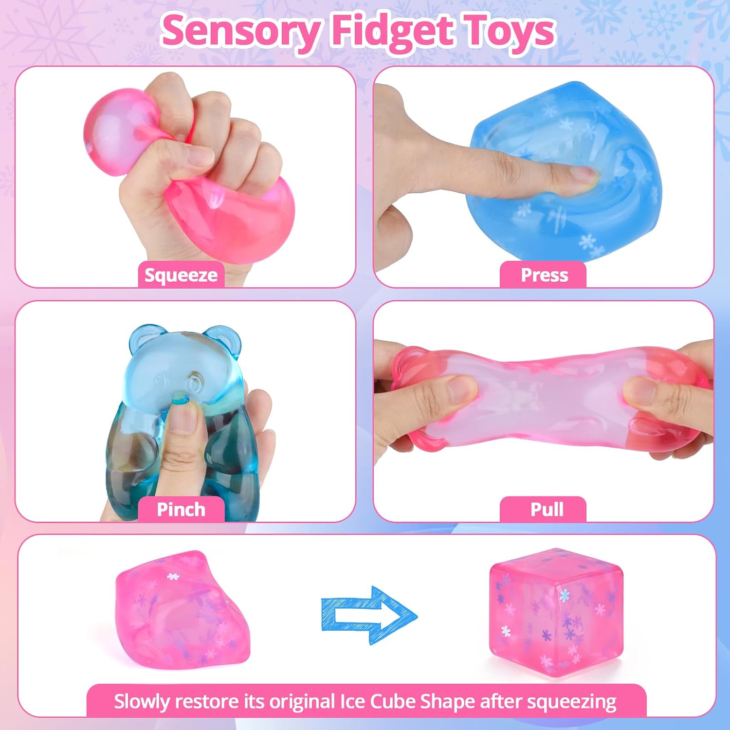 Detalle 1 de Tedmax SC-001 Malt-Sugar Fidget Toys, 6-Piece TPR Bear and Ice Cube Set