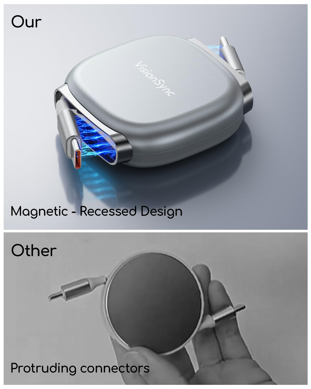 Thumbnail 2 de VisionSync 240W USB‑C Kabel einziehbar (1 m, 2er‑Set) mit PD3.2