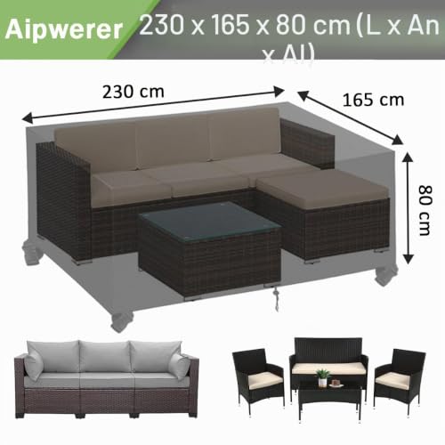 Detalle 2 de Aipwerer funda para muebles de jardín 230x165x80 cm, Oxford 420D