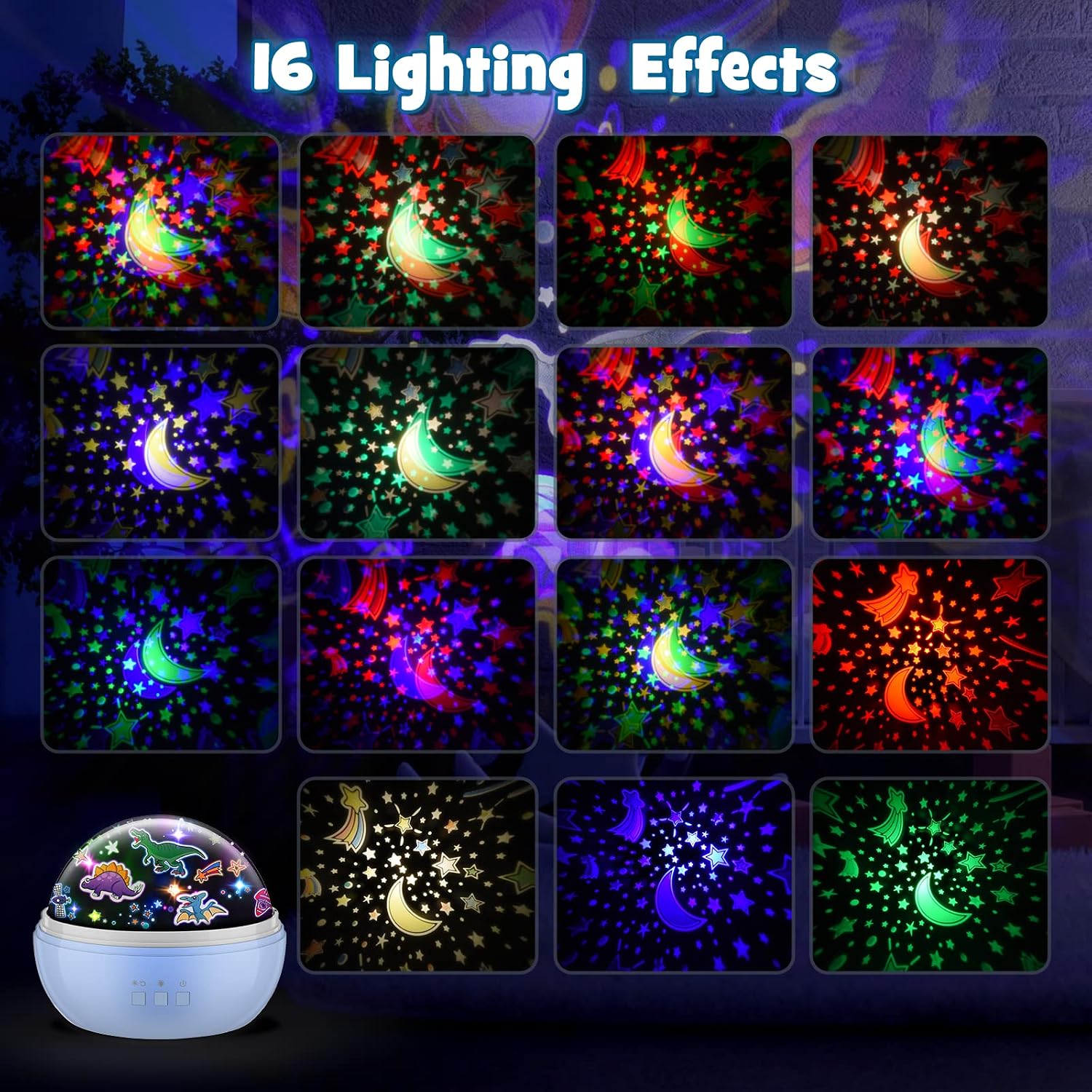 Detalle 2 de EUCOCO Dinosaur Night Light Projector 2-in-1
