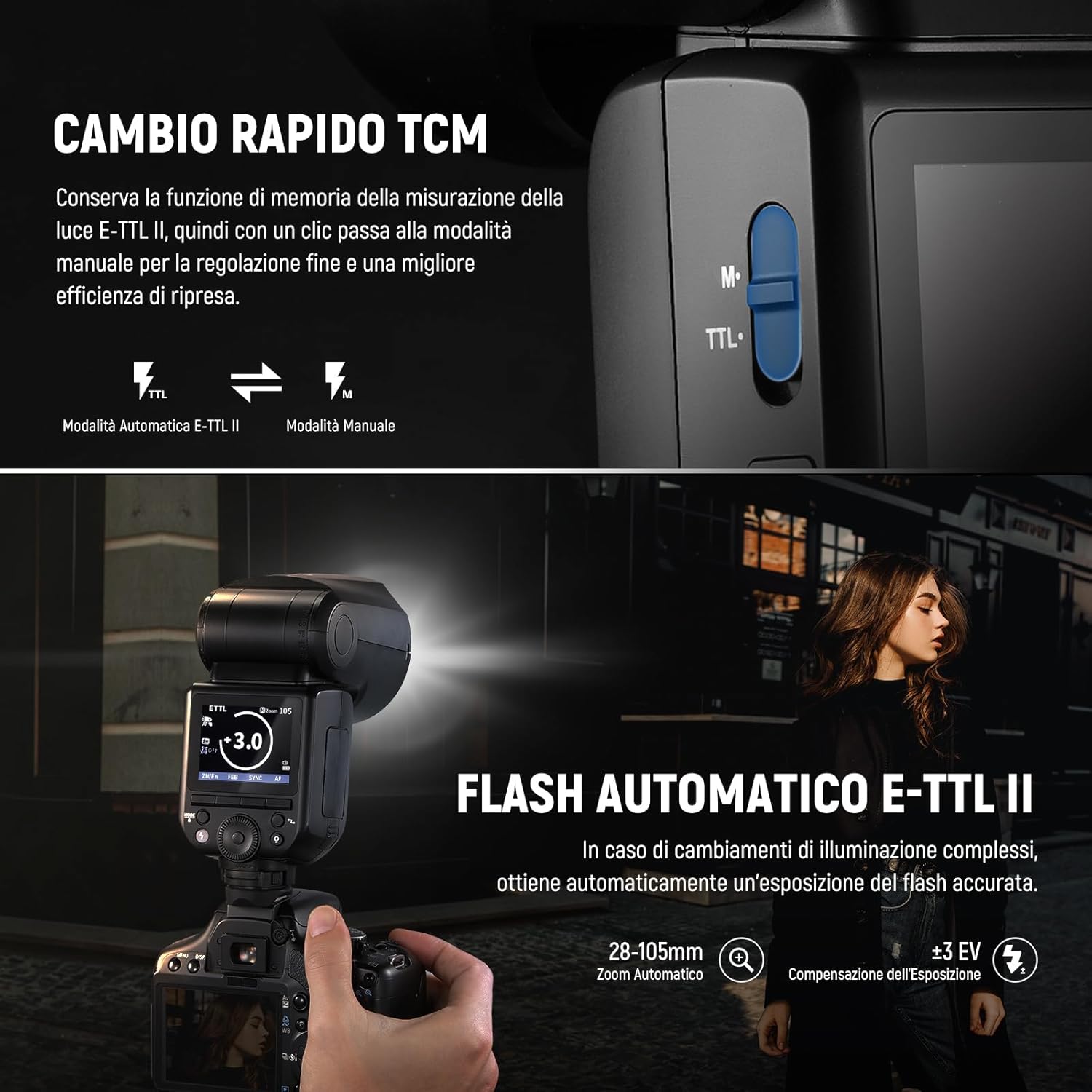 Detalle 2 de NEEWER Z2-C flash TTL per Canon 7,4V