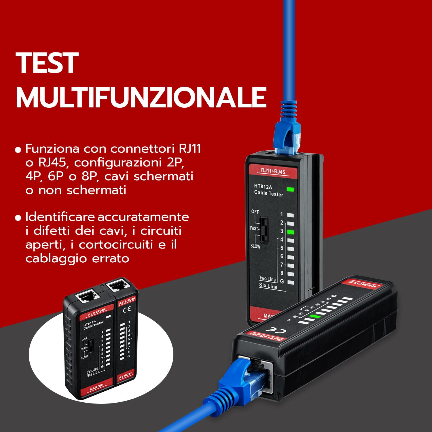 Thumbnail 1 de Mcbazel Tester di Rete RJ45 RJ11 60V 📡