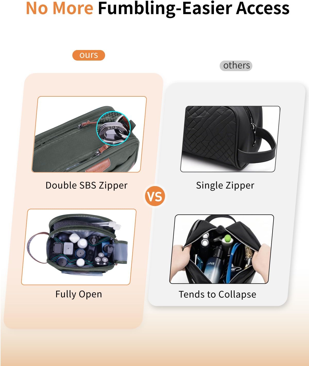 Detalle 2 de ECOHUB Men’s Water-Resistant Toiletry Bag with Wet Pocket (Recycled Dopp Kit) – Green