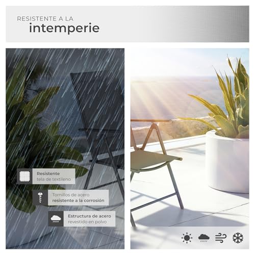 Thumbnail 6 de tectake Conjunto de 2 Sillas de Jardín Exterior de Aluminio con Respaldo Regulable – Antracita/Gris