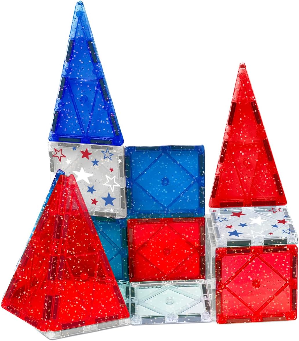 Thumbnail 3 de CreateOn Crayola Red, White & Blue Magnetic Tiles 14pc Building Set for Kids (Ages 3+)