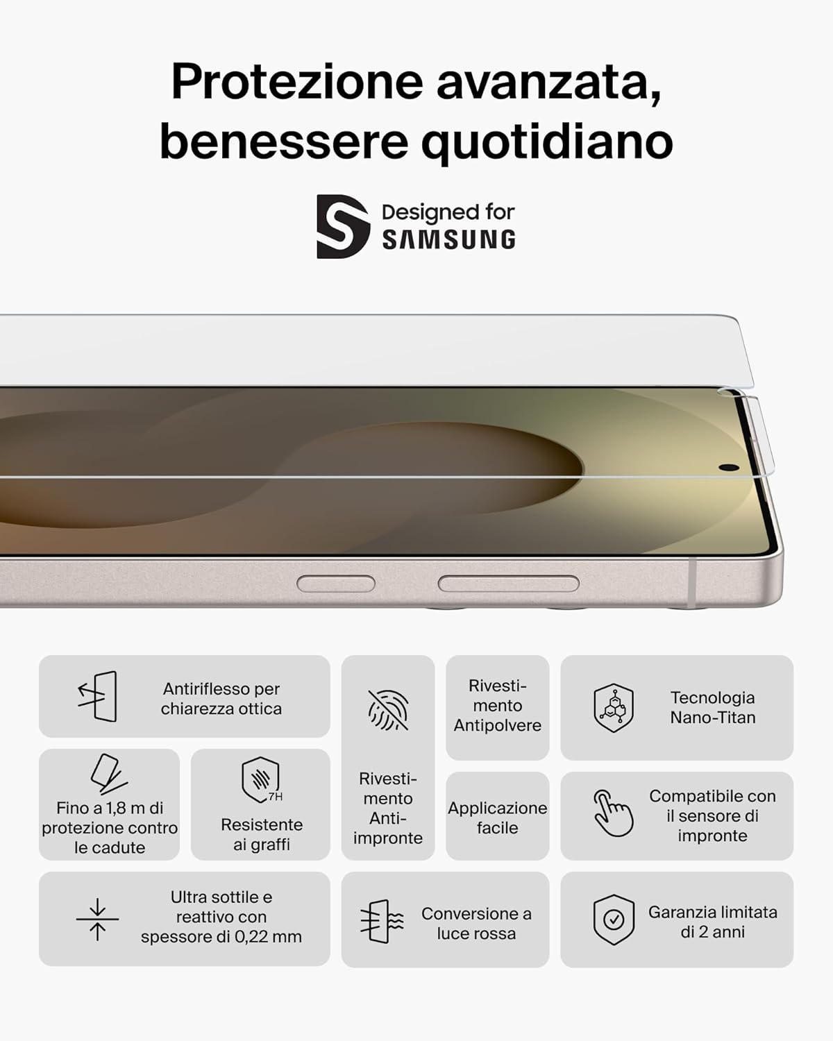 Thumbnail 1 de Belkin ScreenForce Titan EcoGuard: Pellicola protettiva a luce rossa per Samsung Galaxy S26 Ultra