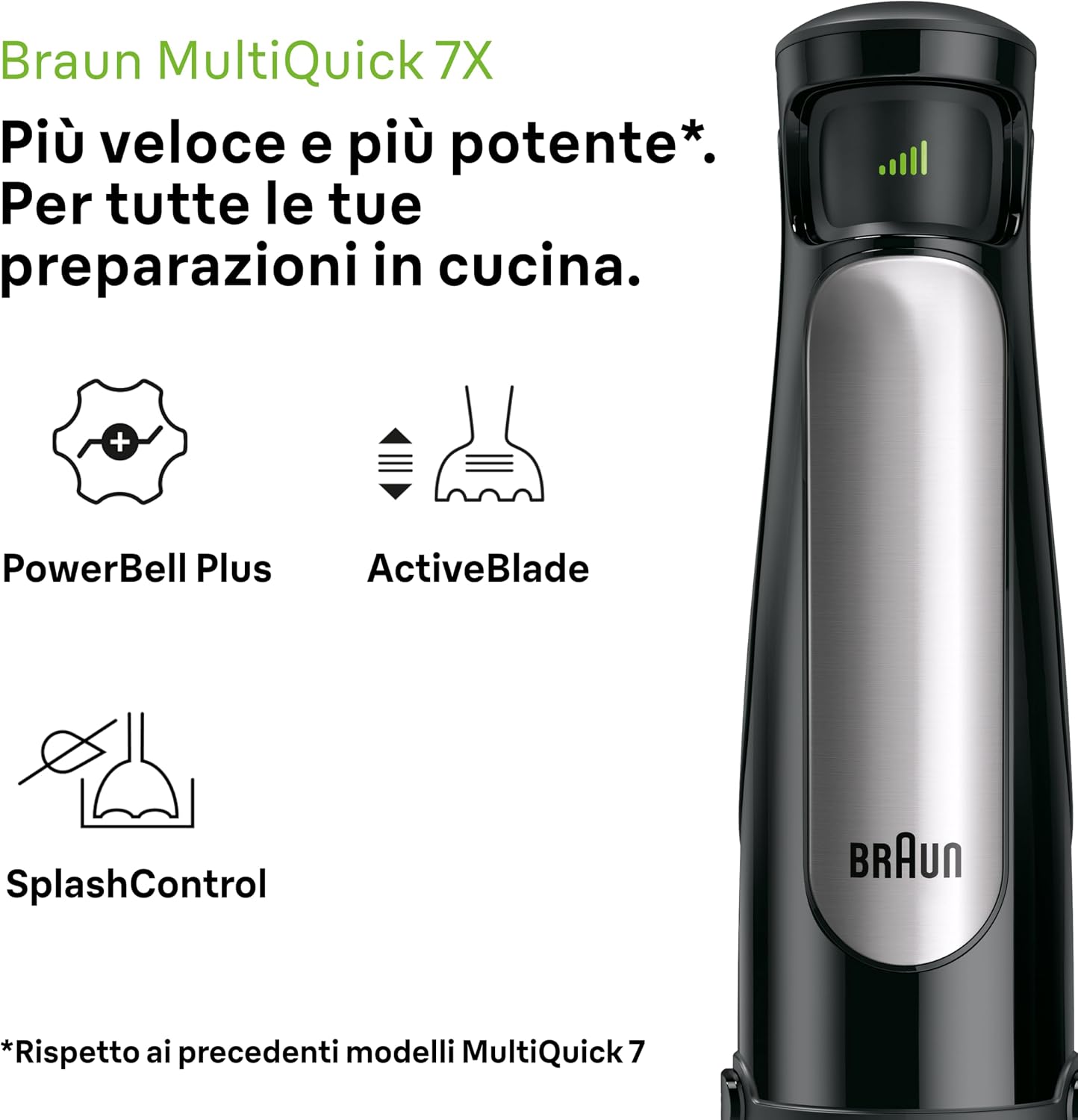 Detalle de Braun MultiQuick 7 MQ7035X Frullatore a Immersione con SplashControl, ActiveBlade e EasySmartSpeed