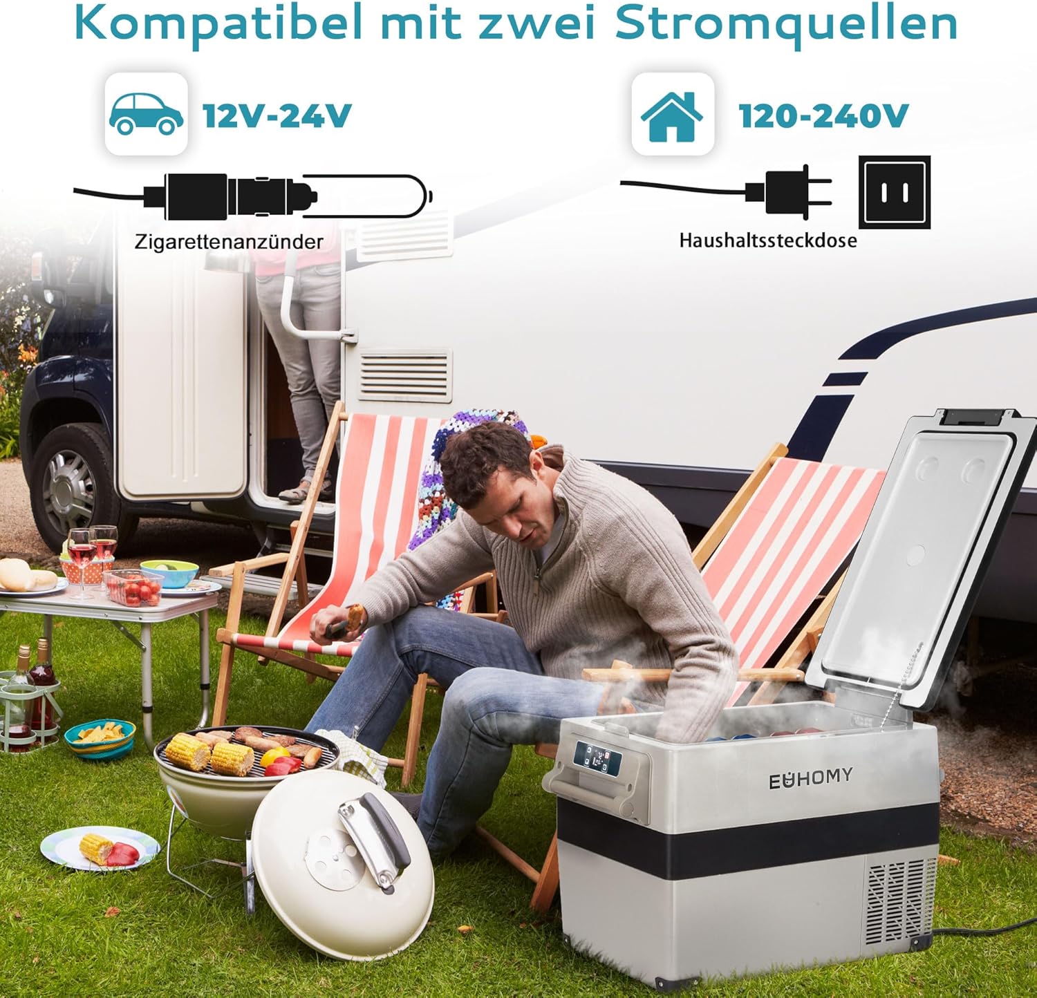 Thumbnail 3 de Euhomy Glaciere Électrique 40L: Frigo 12V/220V avec App et Double Zone — Ultra portable pour camping et voyage