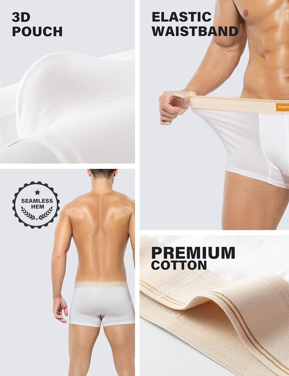 Detalle de Casey Kevin Men’s Underwear Multipack Trunks – Cotton Boxer Shorts with Elastic Waistband (4 Pack)