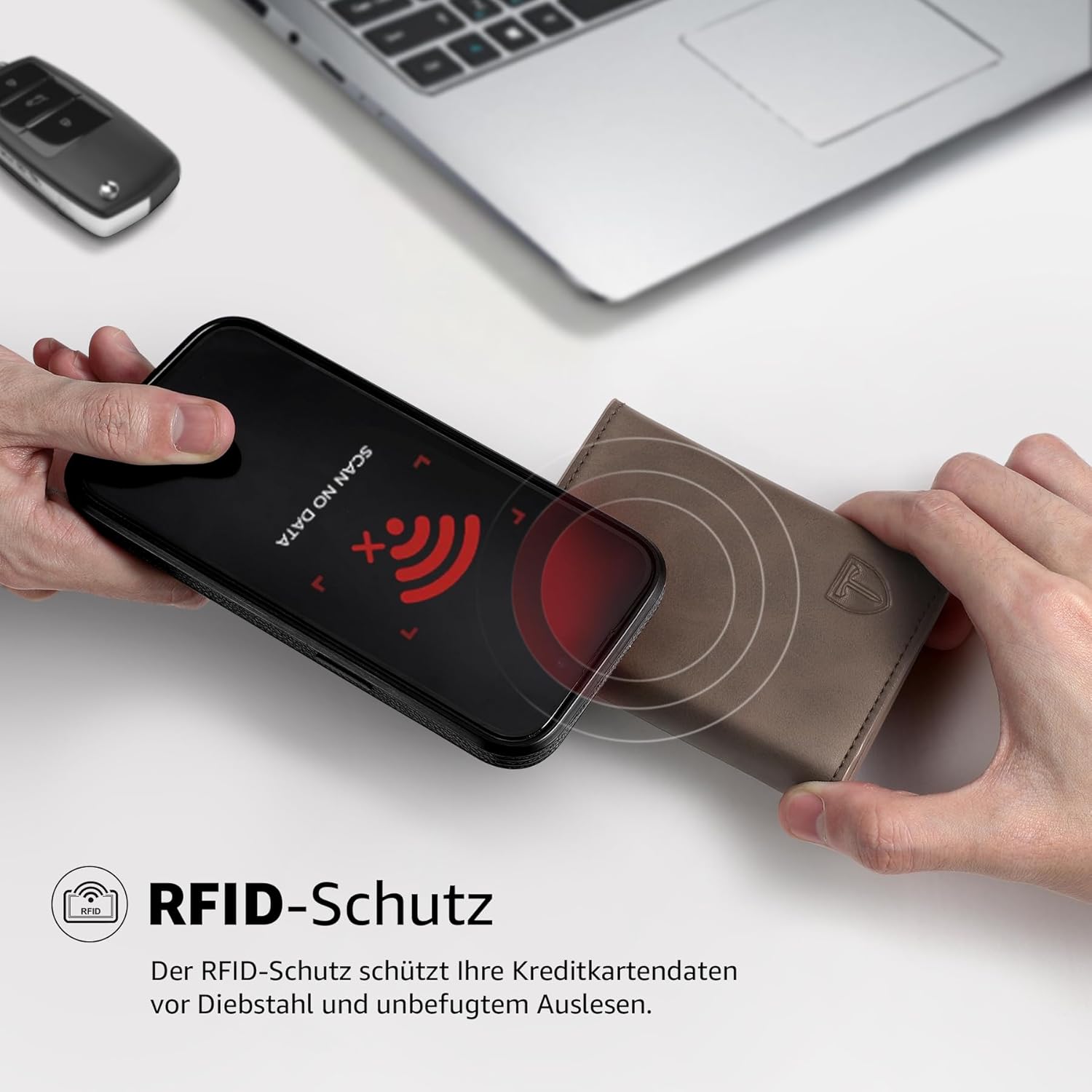 Detalle de Tomylv Geldbörse Herren – RFID‑Schutz, Pop-up Kartenetui mit Magnetverschluss