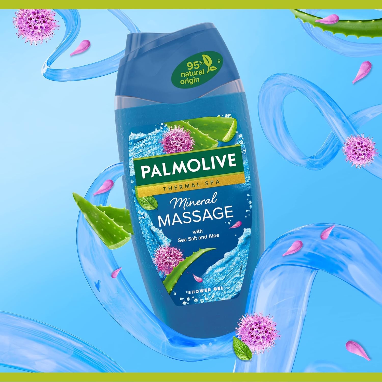 Detalle de Palmolive Bagnoschiuma Thermal Spa Mineral Massage 500 ml × 6 – Gel doccia con sale marino e aloe