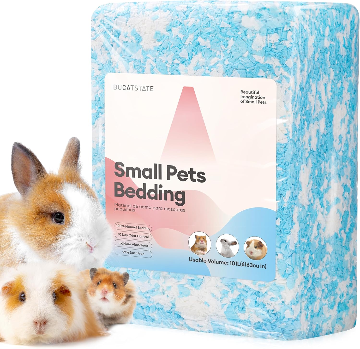 Detalle de BUCATSTATE 101L Hamster Bedding: 99% Dust-Free, Odour-Controlled Paper Bedding for Small Pets