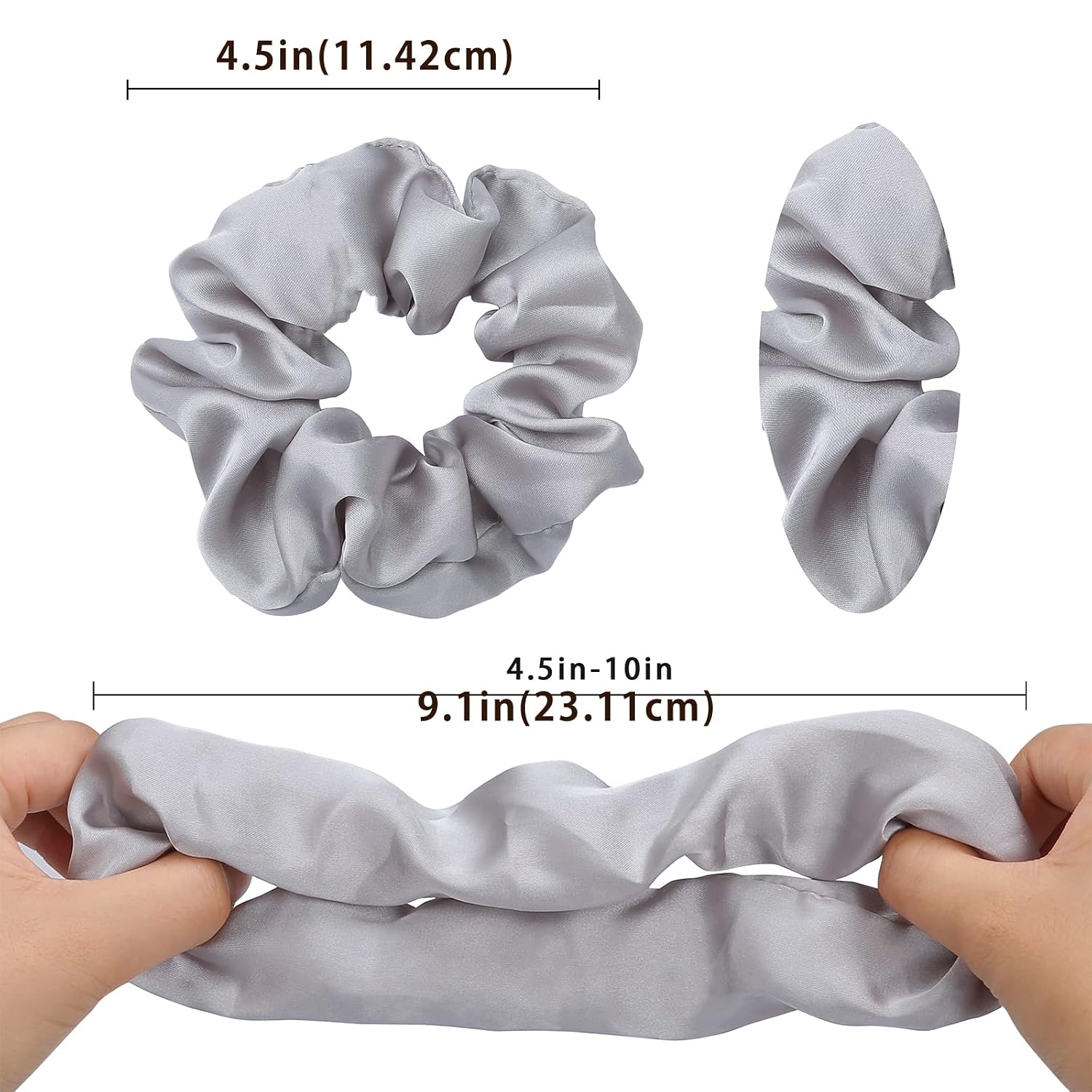 Detalle 2 de (6 Stück) Lolalet Seide-Scrunchies/Satin-Haargummis in 6 Farben – weich elastisch für Damen & Mädchen