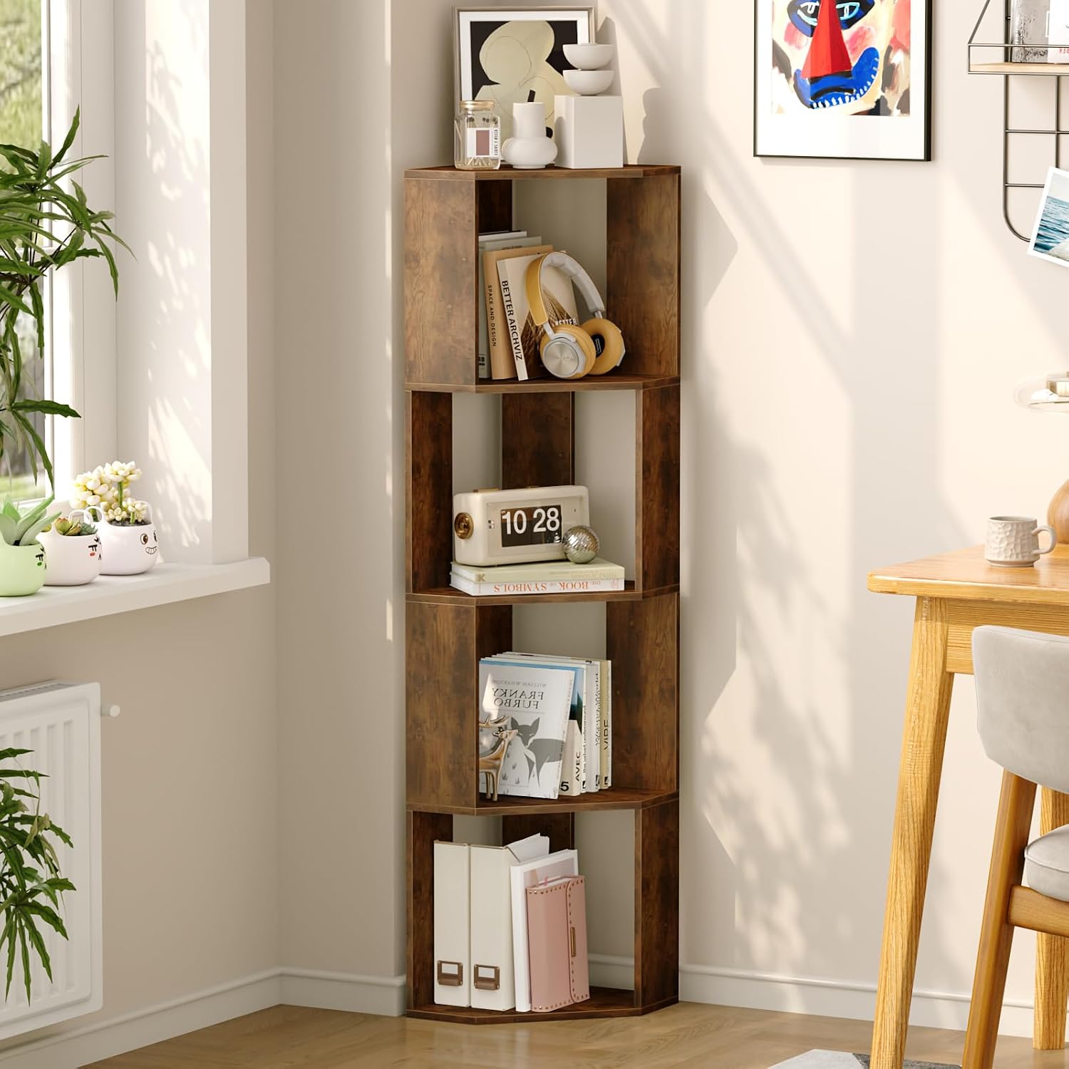 Thumbnail 6 de ALISENED Corner Bookshelf, 4-Tier