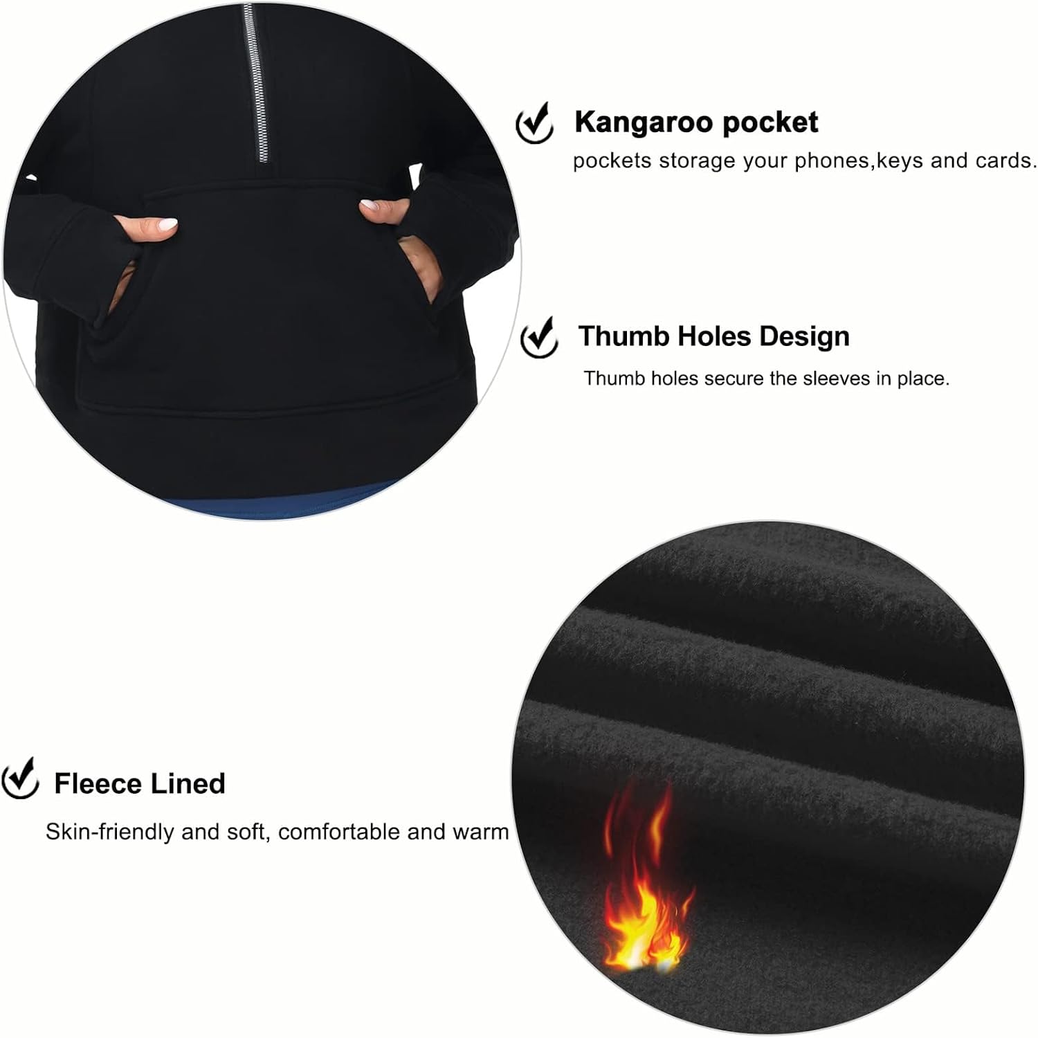 Thumbnail 5 de THE GYM PEOPLE Women's Half Zip Fleece Pullover