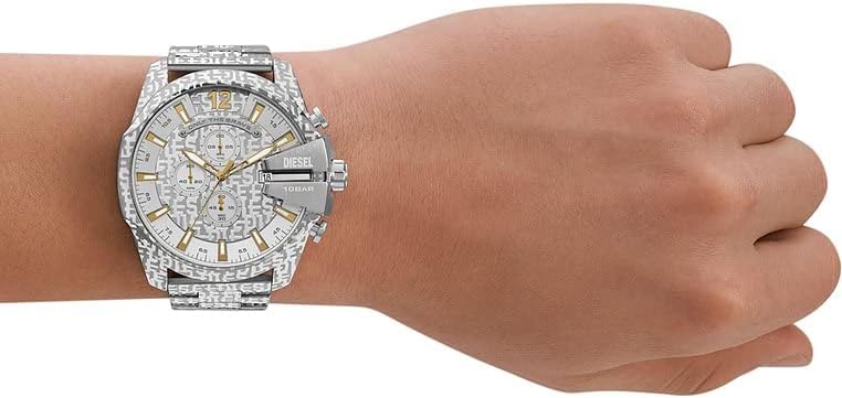 Detalle de Diesel Mega Chief Herrenuhr – Chronograph, Edelstahlband, 51 mm Gehäuse