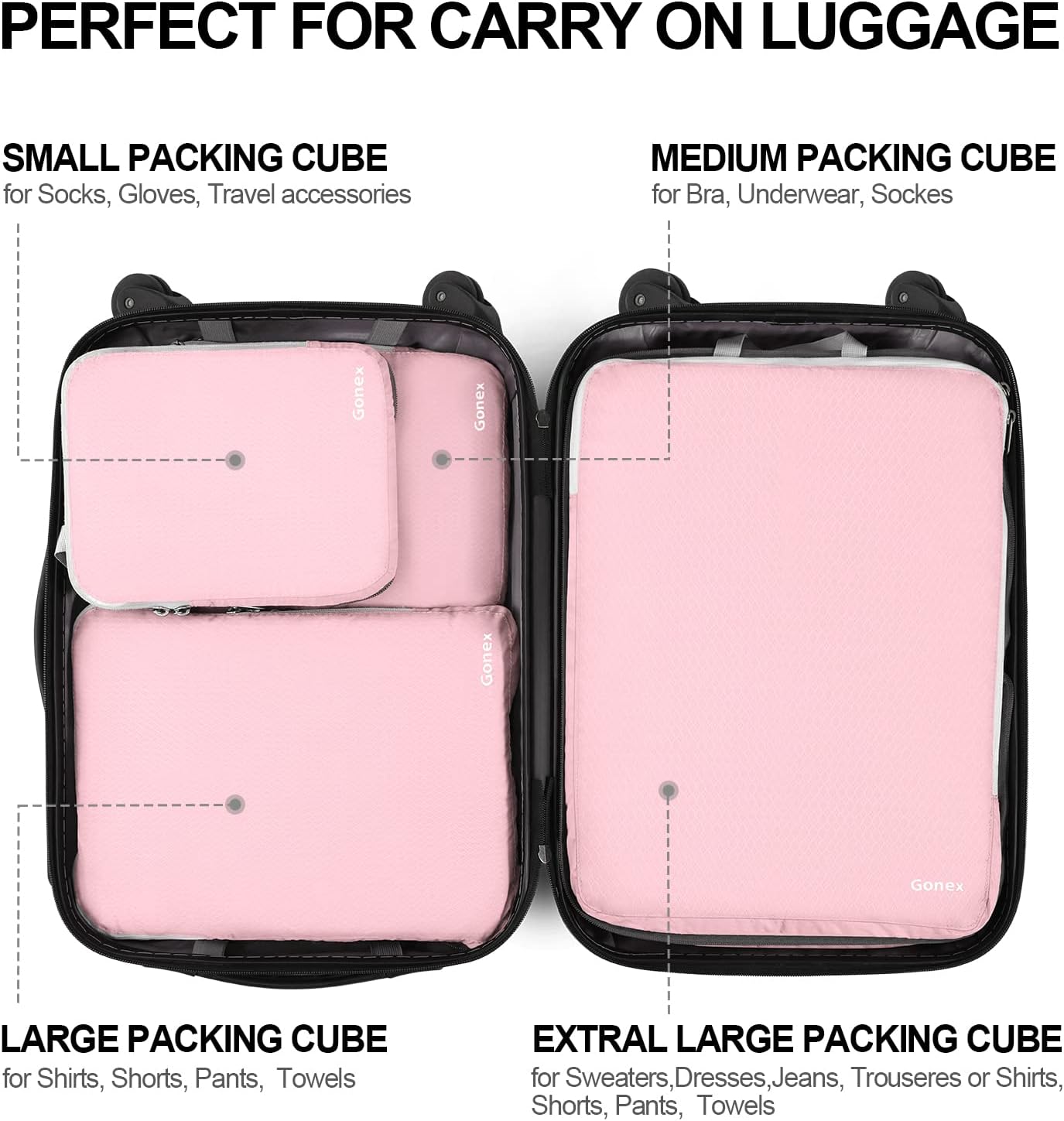 Thumbnail 3 de Gonex Compression Packing Cubes Extensible Organizer Bags for Travel