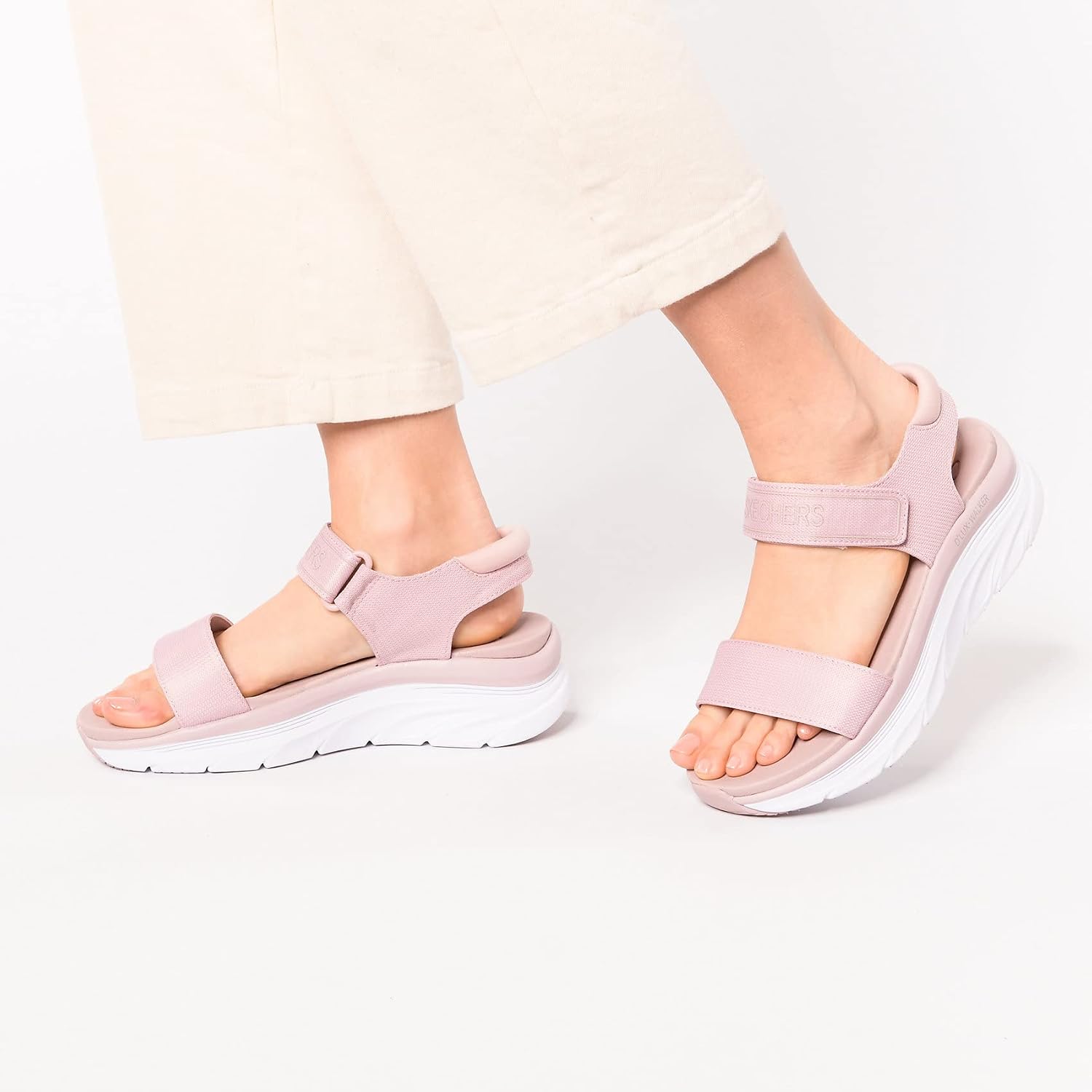 Detalle de Skechers D'LUX WALKER NEW BLOCK: sandalias deportivas para mujer, Blush Mesh (37 EU)