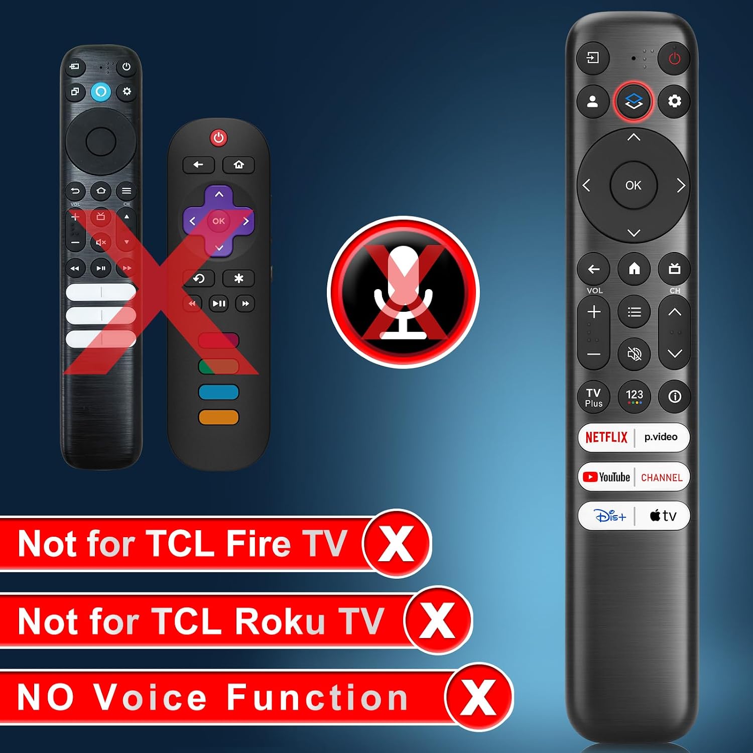 Thumbnail 1 de TCL Google TV Remote Replacement Pack (2)