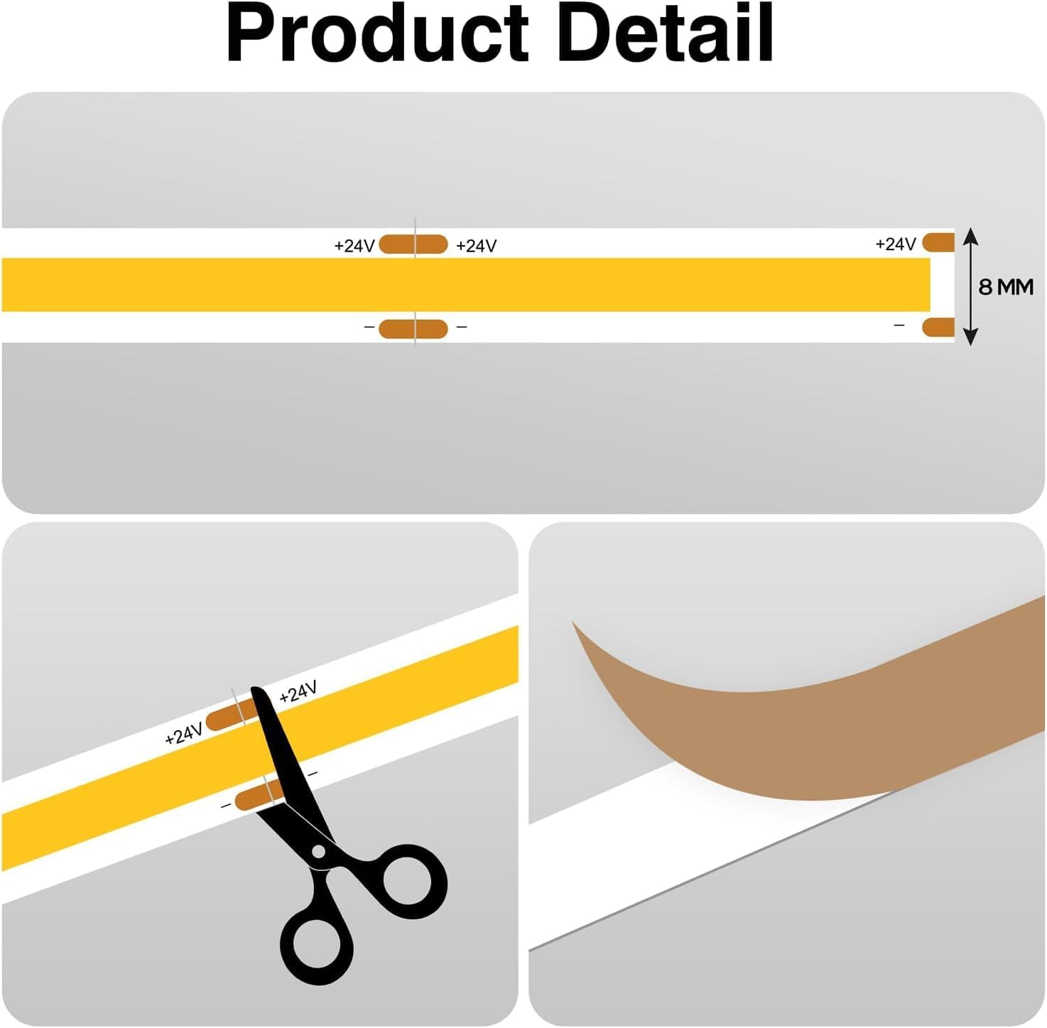 Detalle 2 de luktix COB LED Strip 2 m Warmweiß 2700K 24V