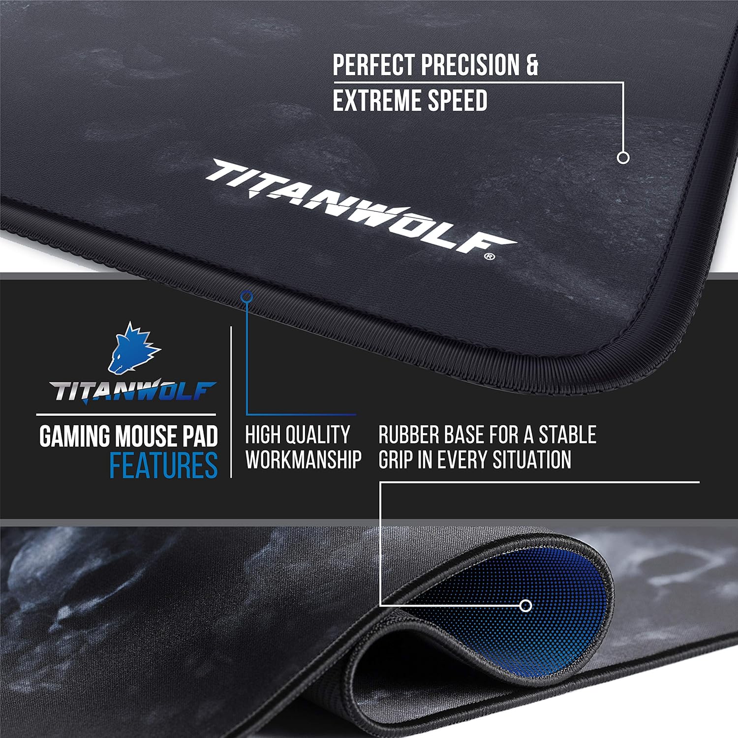 Thumbnail 3 de TITANWOLF XXL Speed Gaming Mouse Pad (900 x 400 mm) – Skulls design