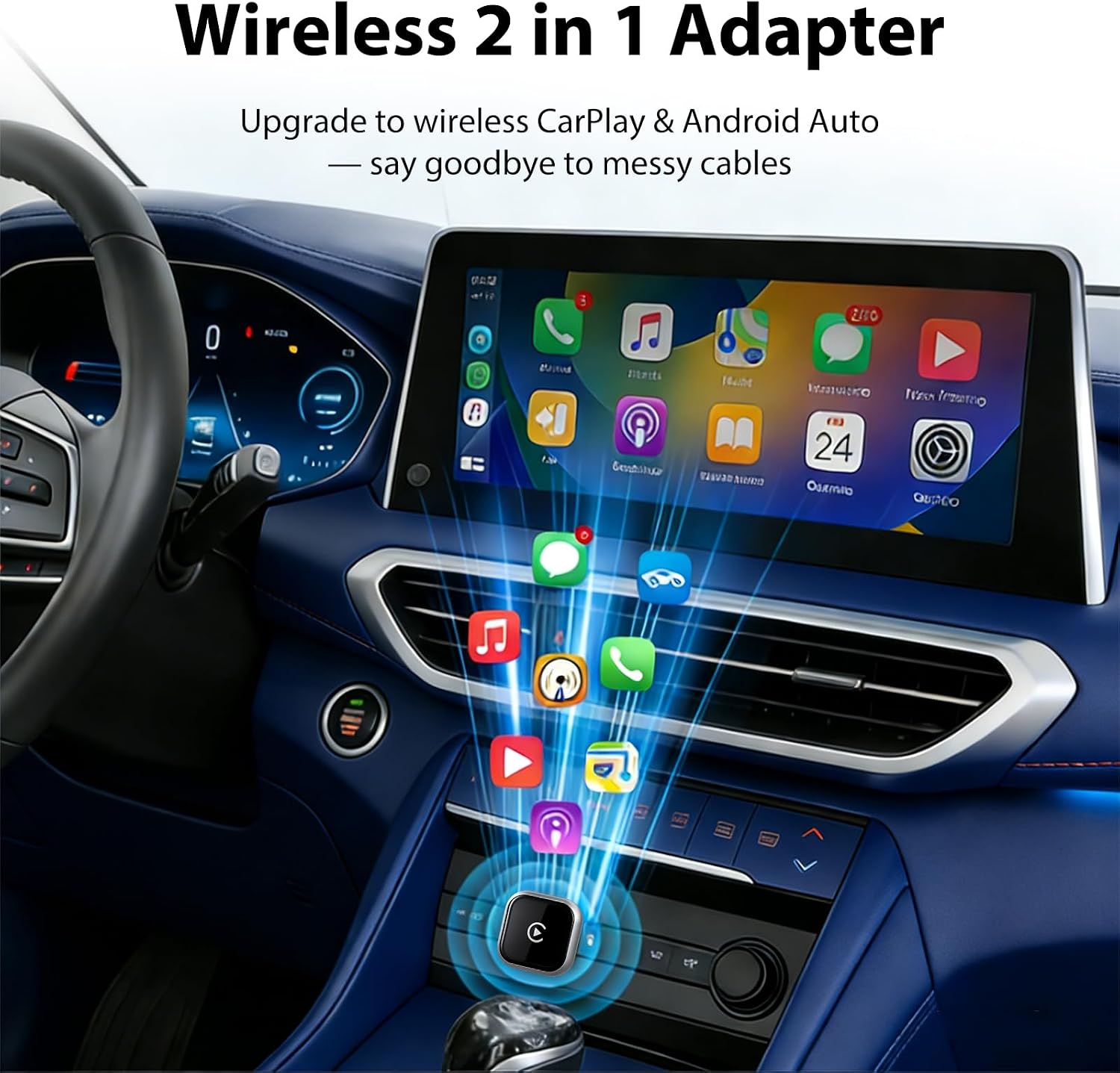 Detalle de Autonano A42 Wireless CarPlay Adapter 2 in 1
