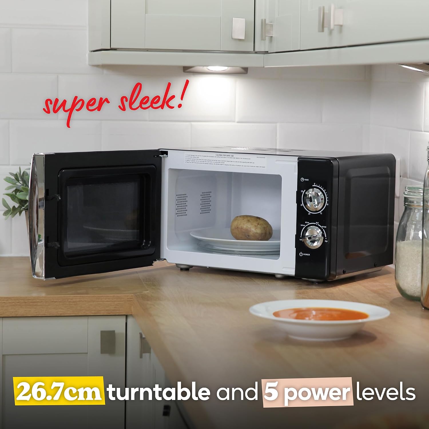 Detalle 2 de Russell Hobbs RHMM701B 17 L 700 W solo microwave with 5 power levels, defrost and timer