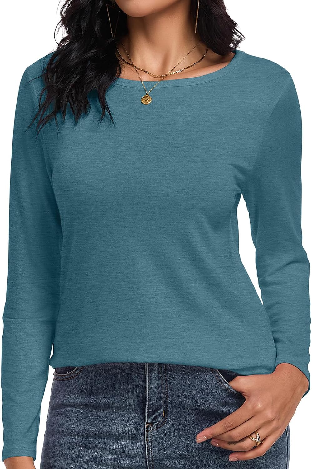 Thumbnail 6 de CHICALLURE Women's Long-Sleeve Crew-Neck T-Shirt, Loose Fit, Breathable
