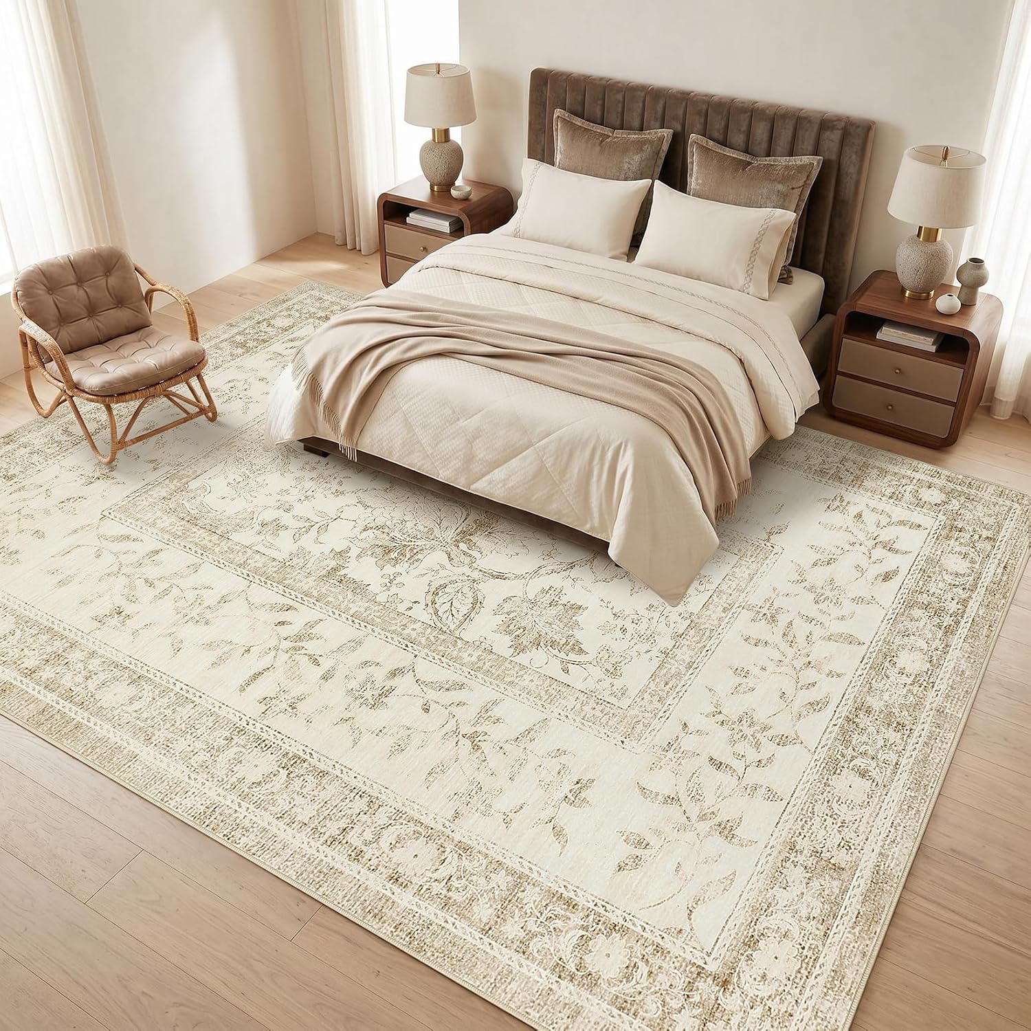 Detalle de GarveeHome Wind Beige 8x109B 8' x 10' Washable Low-Pile Area Rug