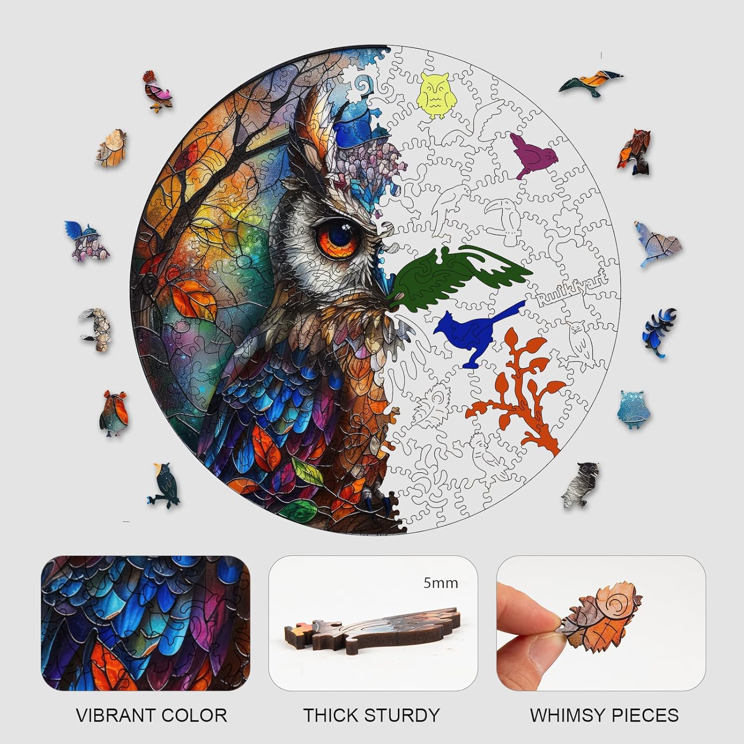 Detalle de Ruikiyart 200-Piece Wooden Owl Puzzles for Adults