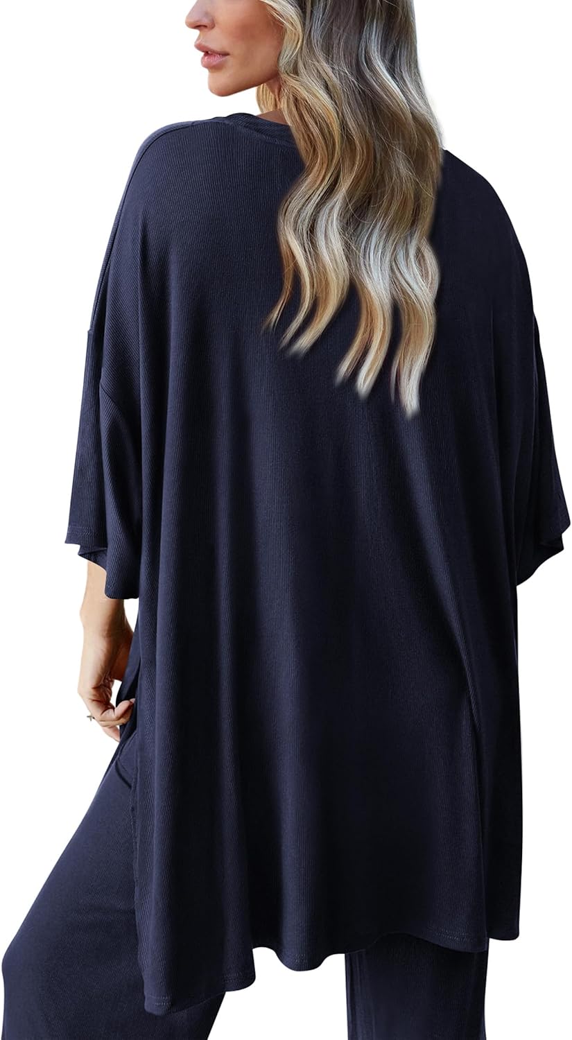 Thumbnail 1 de PRETTYGARDEN Two-Piece Lounge Set for Women (Short-Sleeve Top + Wide-Leg Pants)