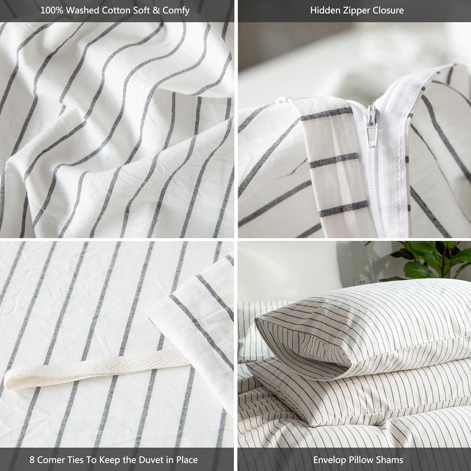 Thumbnail 5 de MooMee Striped Duvet Cover Twin 68"x90