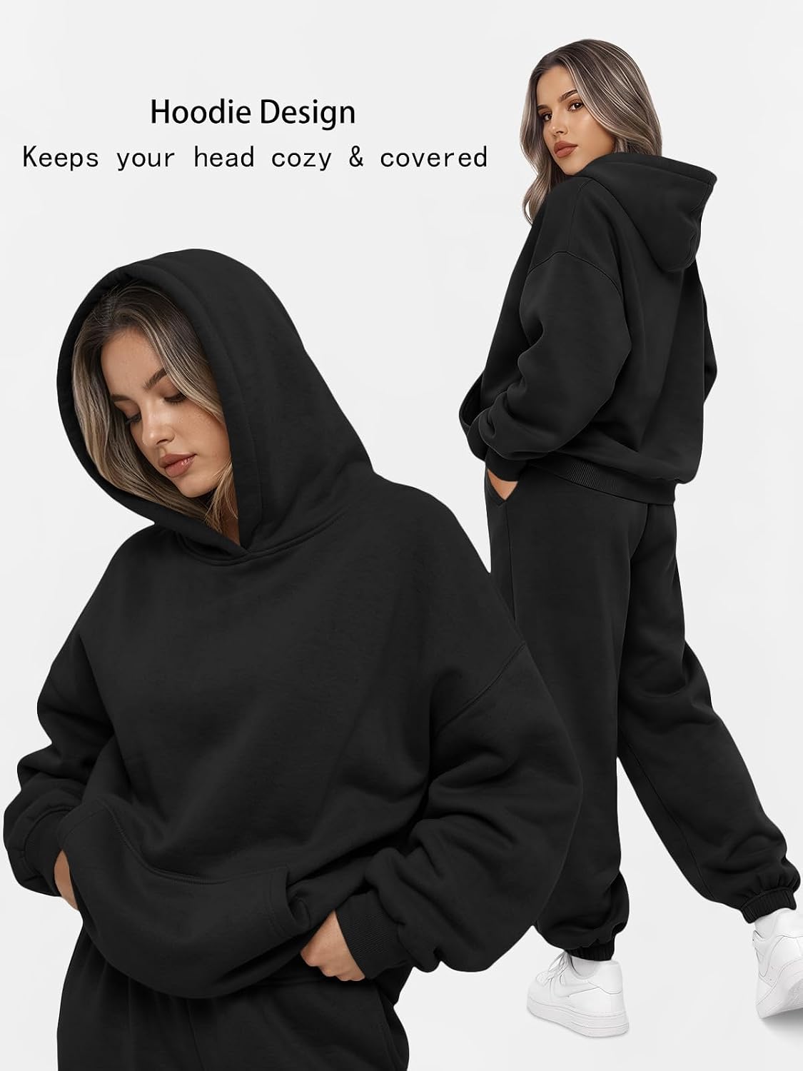 Detalle 2 de AUTOMET Women's 2-Piece Lounge Hoodie Sweatsuit Set (Plus Size)
