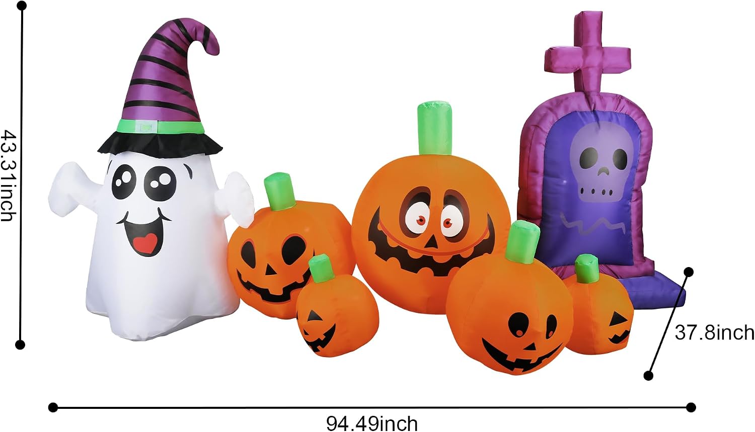 Detalle de Dofulay Christmas 3.7-Ft Inflatable Halloween Tombstone with Multicolor LEDs