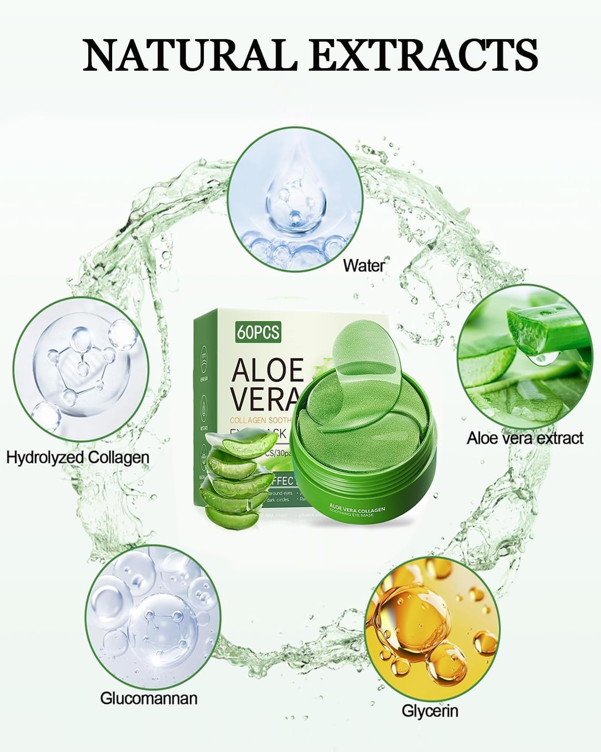 Detalle de KAIYOCA Aloë Vera oogmasker, 60 hydrogel oogpatches