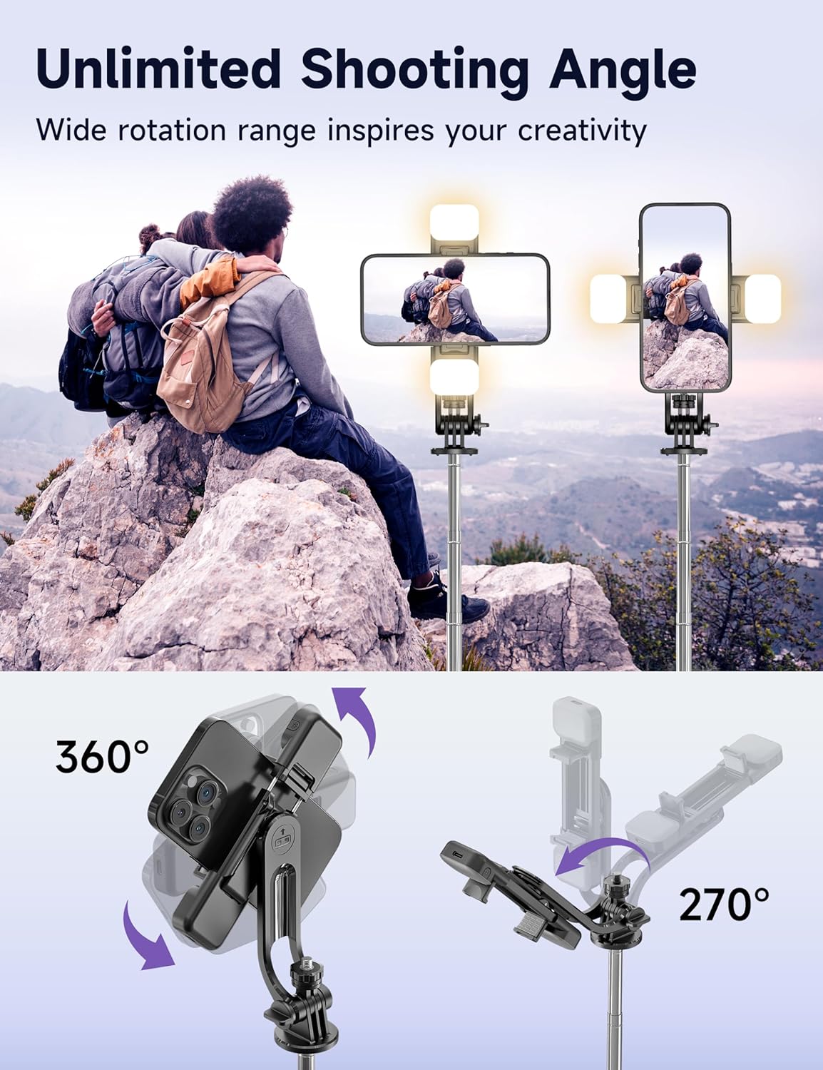 Thumbnail 5 de 53" Selfie Stick Tripod with Light for iPhone