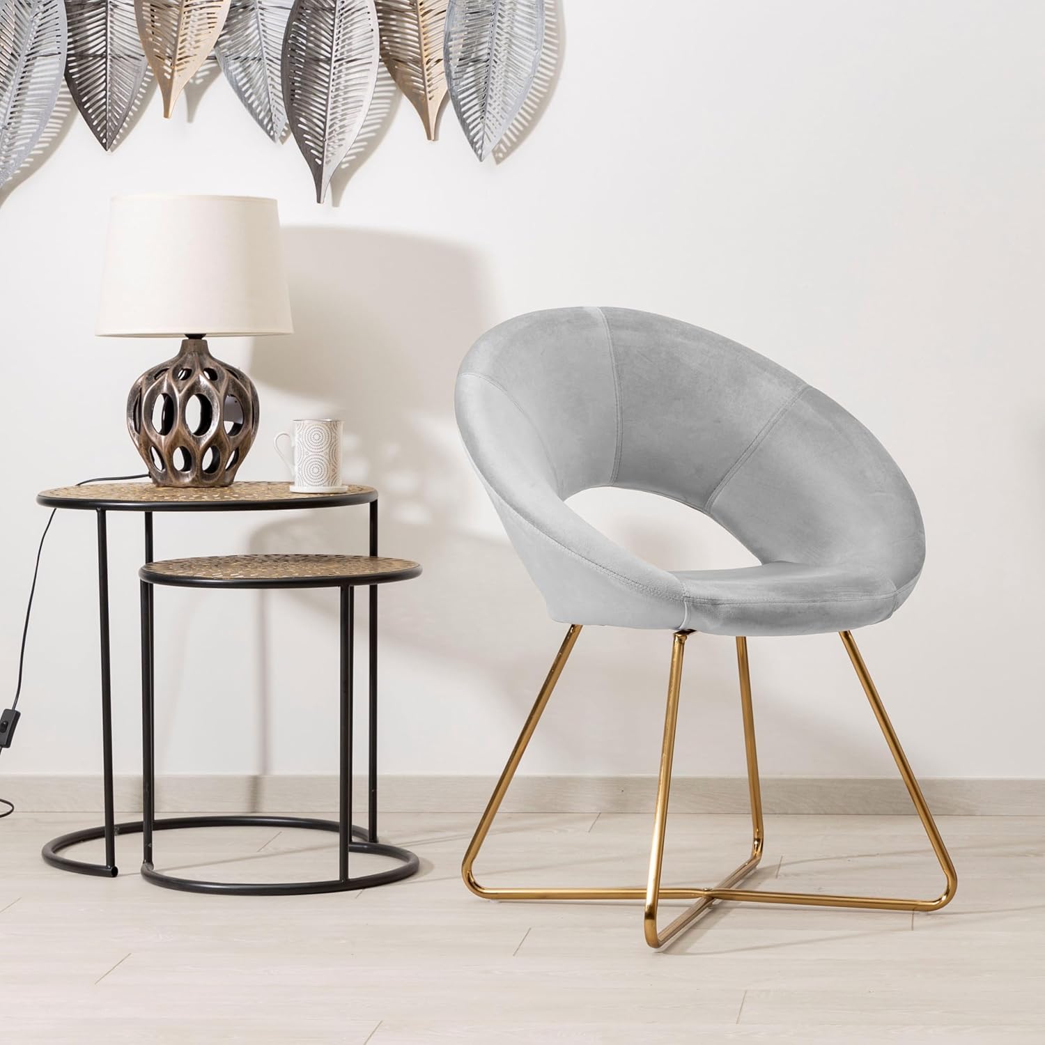 Detalle 2 de Baroni Home Poltrona Velluto Blu Petrolio 71 cm
