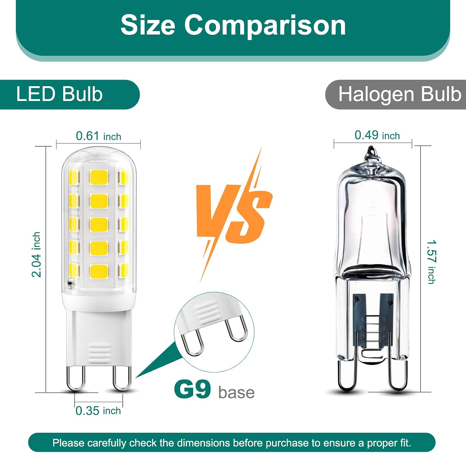 Detalle de DiCUNO CA-G9-45-CMC-DMB-DW-10P G9 LED Bulbs, 5000K, Dimmable, 10-Pack