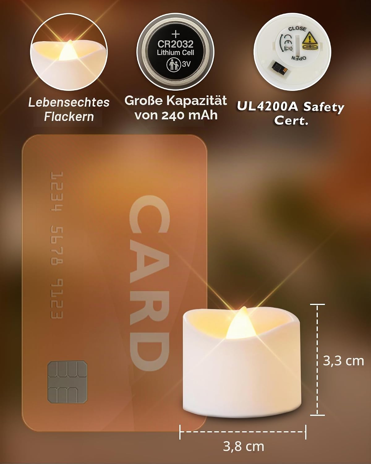 Detalle 1 de Homemory 12 LED-Teelichter mit Timer – flammenlose Kerzen mit Batteriebetrieb