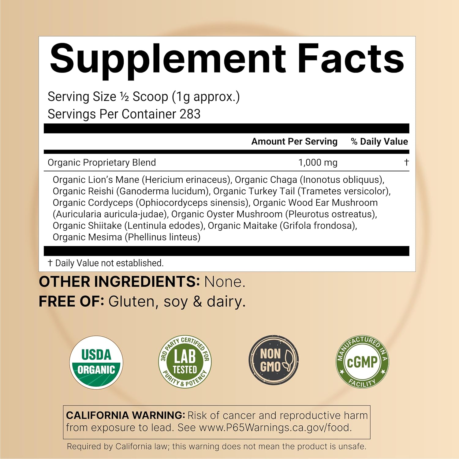 Detalle de NatureBell Mushroom Powder 10 oz