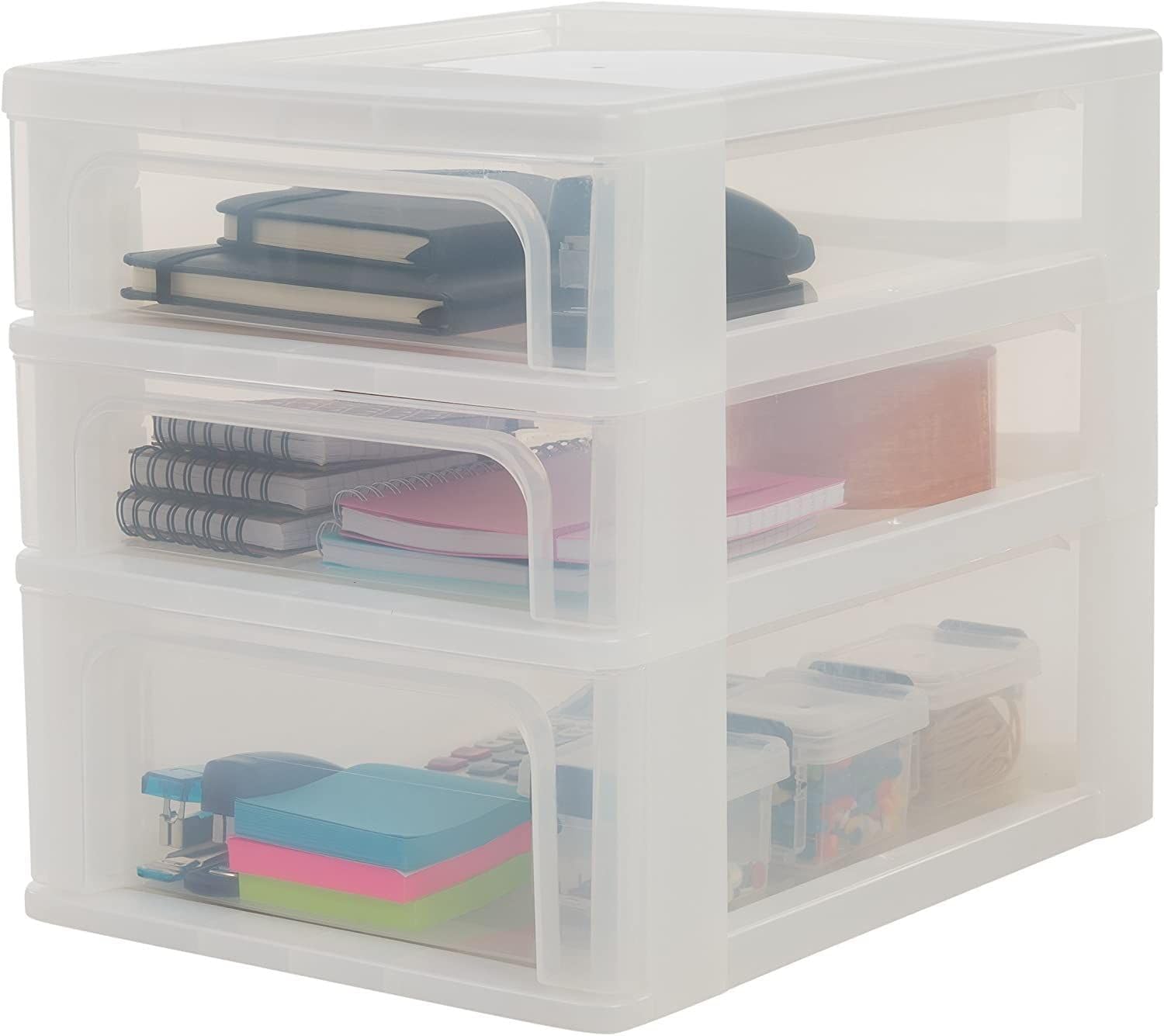 Thumbnail 6 de Iris Ohyama Cassettiera in Plastica, 4 Cassetti, Set da 2 – Portanoggetti BPA-free, Nero Trasparente, formato A5, apertura facile