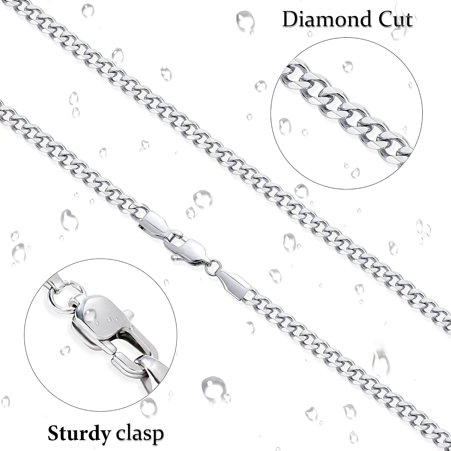Detalle 2 de Fiusem Cuban Link Chain 3.5mm for Men