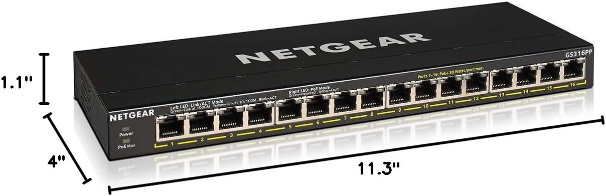 Thumbnail 6 de NETGEAR GS316PP 16-Port Gigabit PoE+ Unmanaged Switch, 183W, Fanless